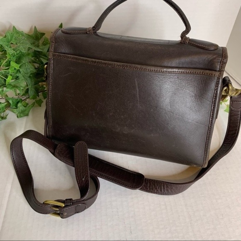 Vintage Leather Brown Crossbody Satchel - Picture 7 of 11